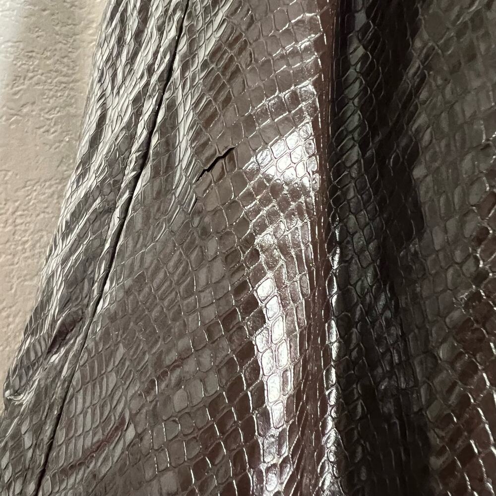 Vintage Dennis Basso Faux Leather Faux Fur Lined Snakeskin Texture Coat Size 1X - Picture 7 of 11